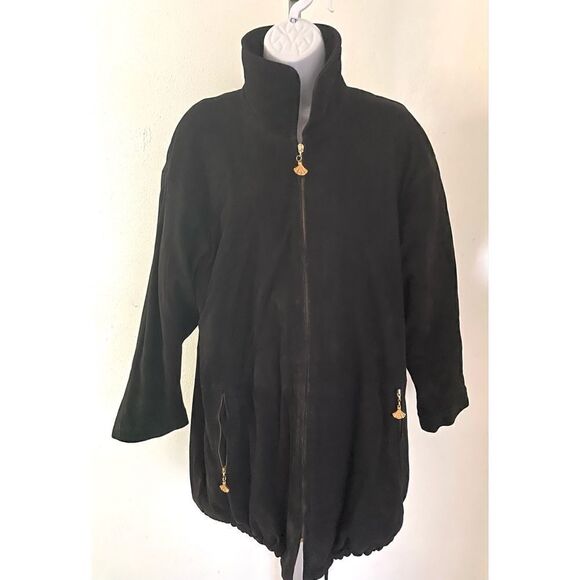 Bally Black Coat Goldtone Accents Front Zip Lined 2 Front Zip Pockets Women’s 8 - Picture 1 of 8